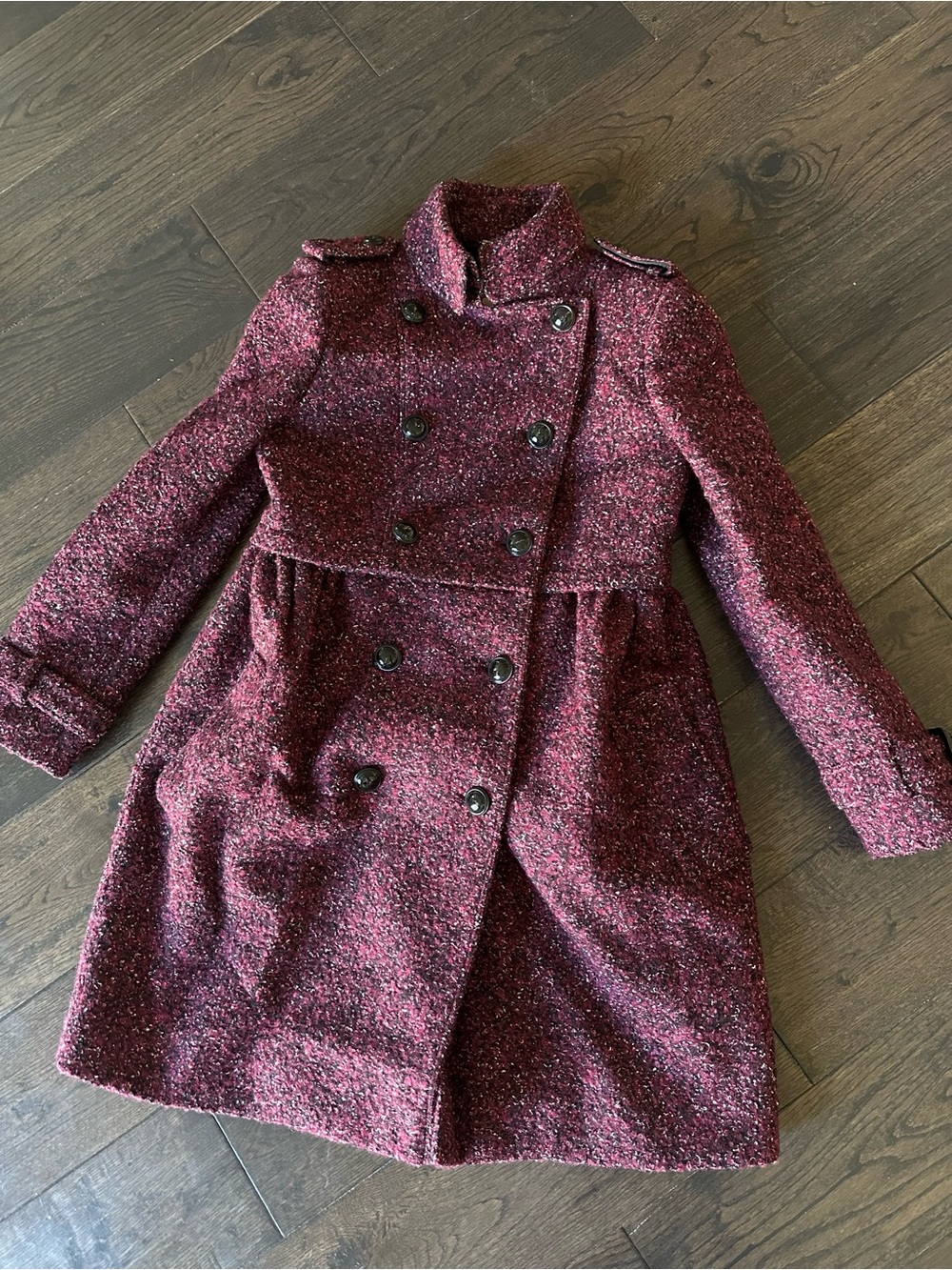 Burberry Burgundy Tweed Jacket Coat size UK 6 US 4